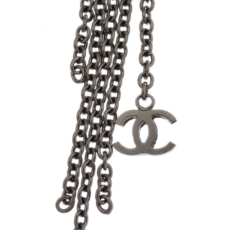 Chanel Fringe Chain Necklace Silver 02A 134685