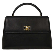 Chanel Black Calfskin Top Handle Handbag 134689