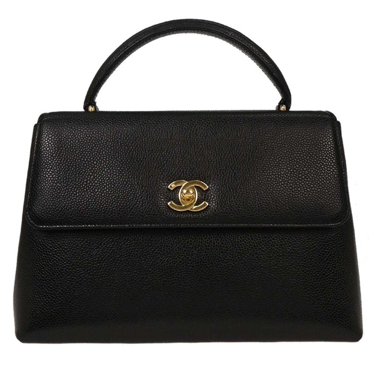 Chanel Black Calfskin Top Handle Handbag 134689