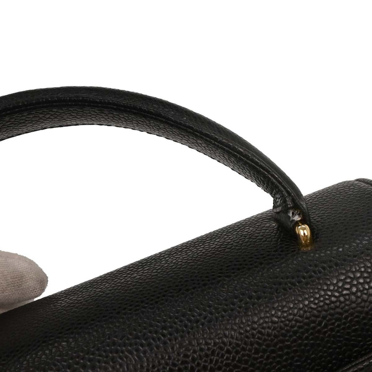 Chanel Black Calfskin Top Handle Handbag 134689