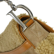 Christian Dior * Beige Mouton Saddle Handbag 01-RU-0065 134697