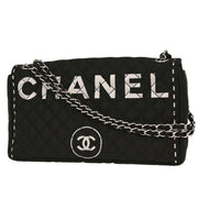 Chanel Black Satin Straight Flap Shoulder Bag 134701