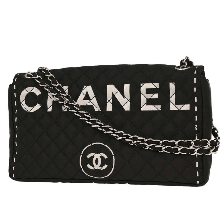 Chanel Black Satin Straight Flap Shoulder Bag 134701