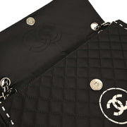 Chanel Black Satin Straight Flap Shoulder Bag 134701