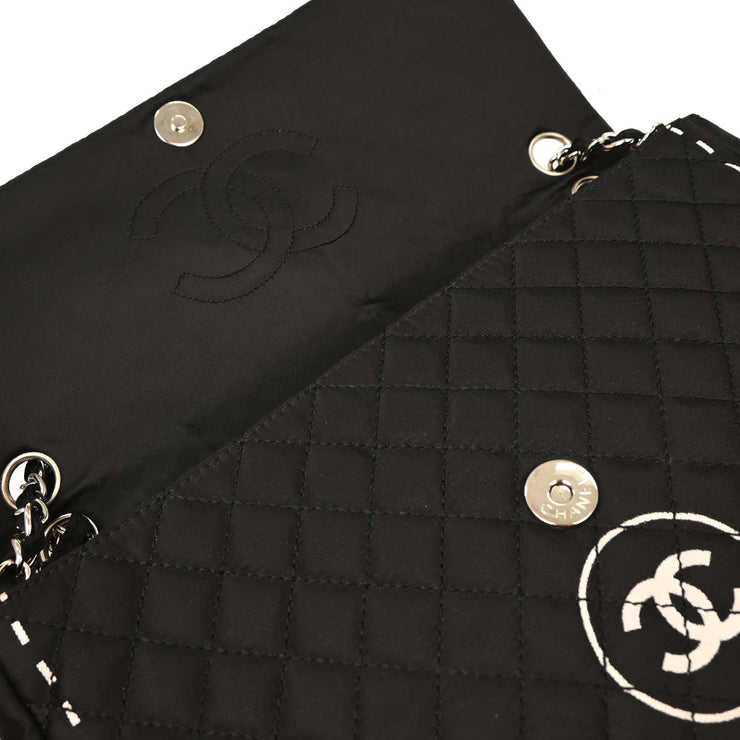 Chanel Black Satin Straight Flap Shoulder Bag 134701