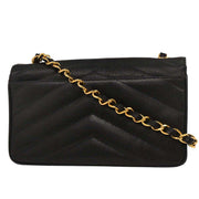 Chanel Black Calfskin Chevron Shoulder Bag 134702