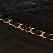 Chanel Black Calfskin Chevron Shoulder Bag 134702