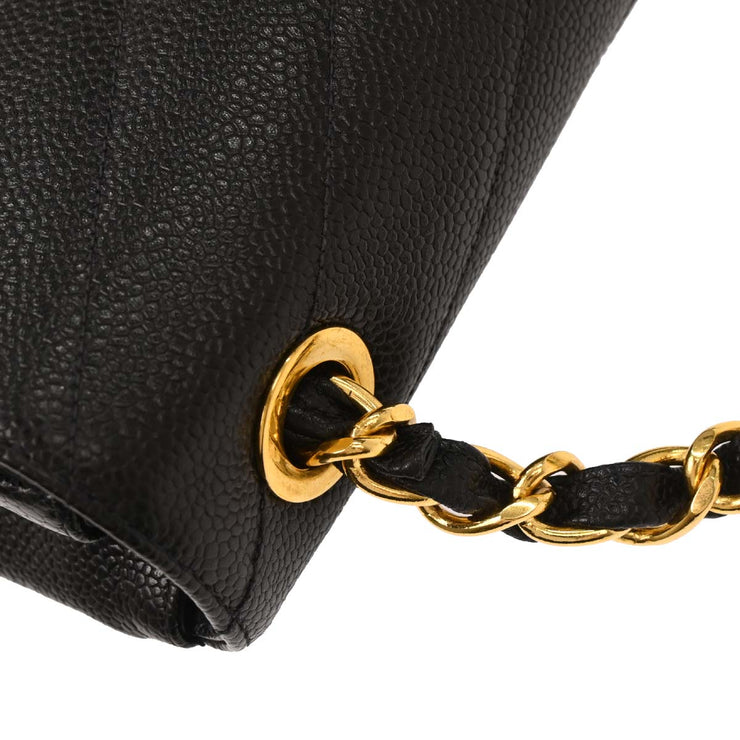 Chanel Black Calfskin Chevron Shoulder Bag 134702