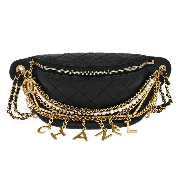 Chanel Black Calfskin All About Chains Bum Bag 134707