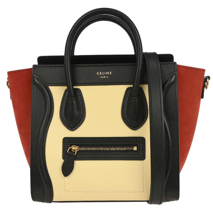 Celine Off-white Black Nano Luggage Tote Handbag W-CU-2188 134712