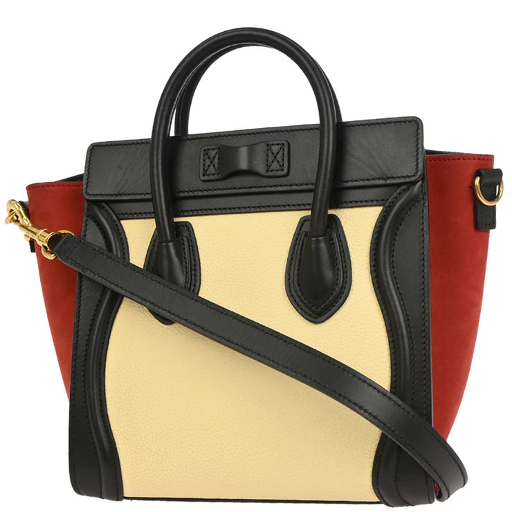 Celine Off-white Black Nano Luggage Tote Handbag W-CU-2188 134712