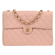 Chanel Pink Calfskin Jumbo Classic Flap Shoulder Bag 134713