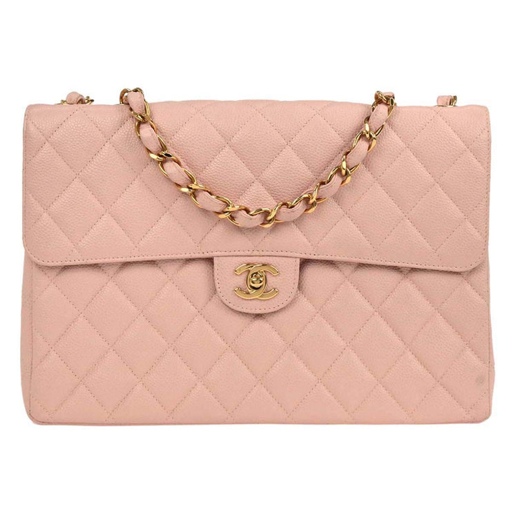 Chanel Pink Calfskin Jumbo Classic Flap Shoulder Bag 134713