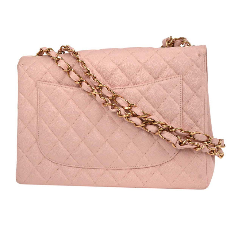 Chanel Pink Calfskin Jumbo Classic Flap Shoulder Bag 134713