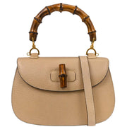 Gucci Beige Pigskin Bamboo 2way Handbag 000-2113-0633 134715