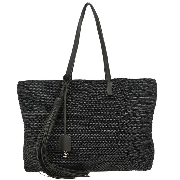 Saint Laurent Black Raffia Tassel Tote Handbag TCT490793¥0918 134716