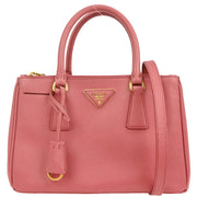 Prada Pink Leather Galleria 2way Tote Handbag 117 134728