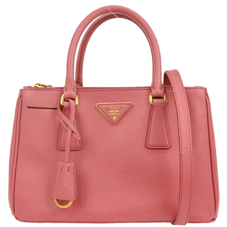 Prada Pink Leather Galleria 2way Tote Handbag 117 134728