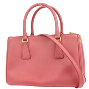 Prada Pink Leather Galleria 2way Tote Handbag 117 134728