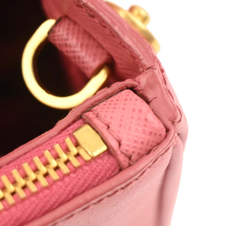 Prada Pink Leather Galleria 2way Tote Handbag 117 134728