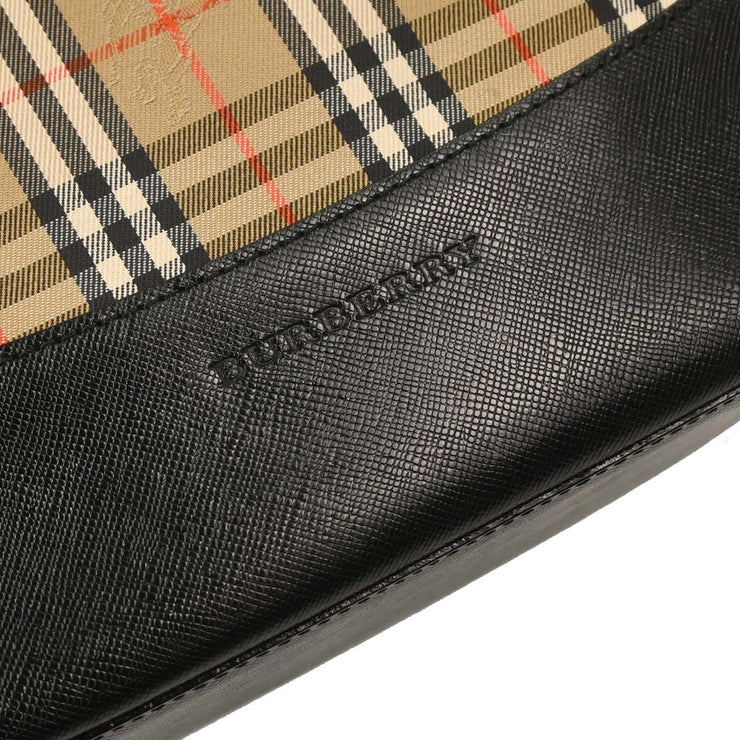 Burberry Beige Black Canvas House Check Handbag 134733