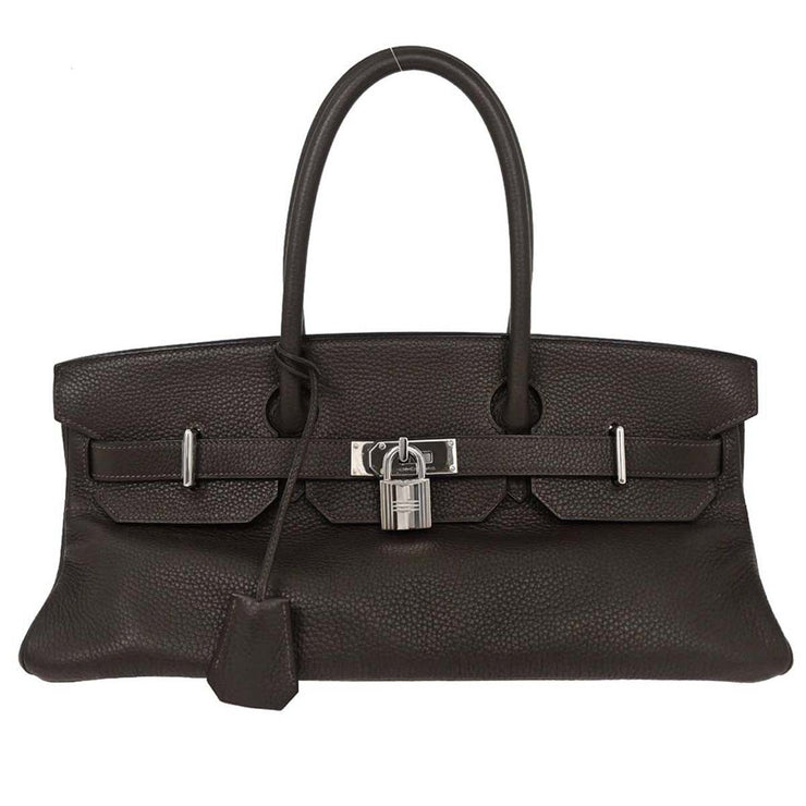 Hermes Ebene Taurillon Clemence Shoulder Birkin Handbag 110ASquare:J 134734