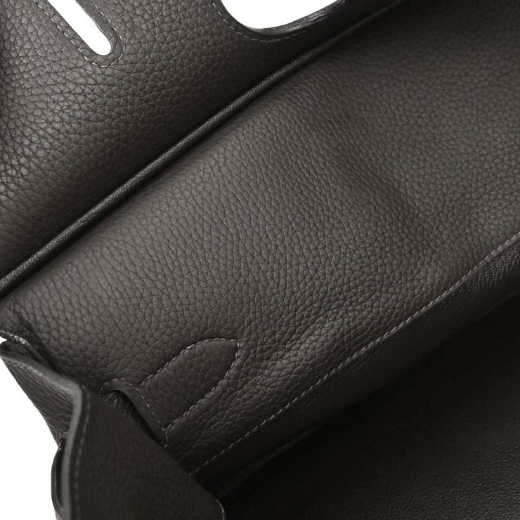 Hermes Ebene Taurillon Clemence Shoulder Birkin Handbag 110ASquare:J 134734