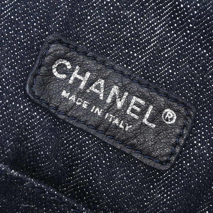 Chanel Navy Sparkling Denim Tote Handbag 134743