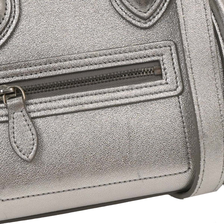 Celine Silver Leather Nano Luggage Tote Bag S-CU-4118 134745