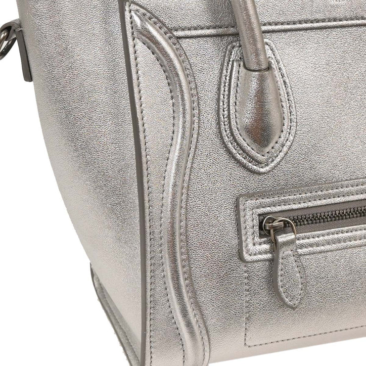 Celine Silver Leather Nano Luggage Tote Bag S-CU-4118 134745