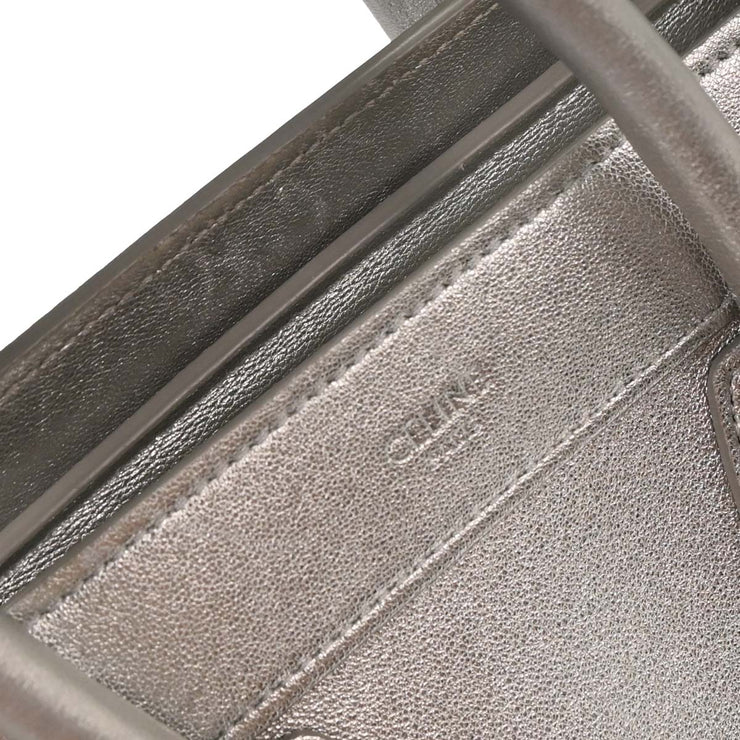 Celine Silver Leather Nano Luggage Tote Bag S-CU-4118 134745