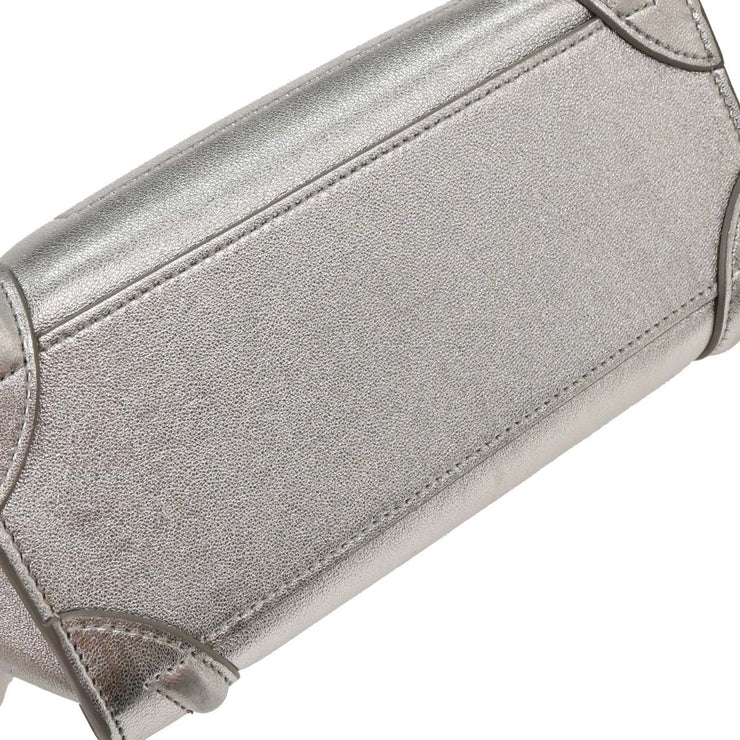 Celine Silver Leather Nano Luggage Tote Bag S-CU-4118 134745