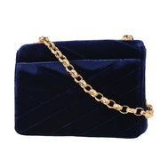 Chanel Navy Velvet Rhinestone Shoulder Bag 134747