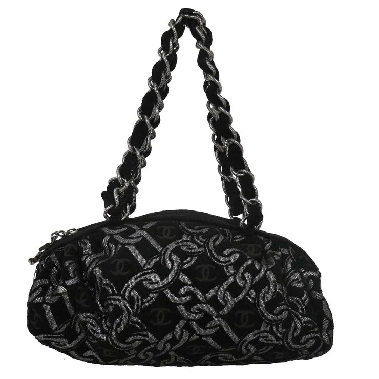 Chanel Black Canvas Chain Print Handbag 134749