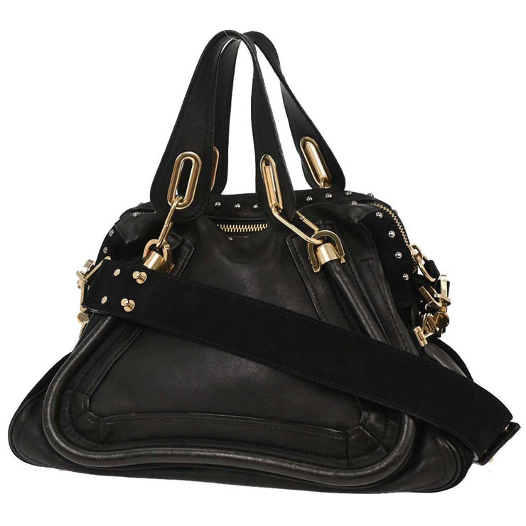 Chloe Black Suede Paraty 2way Handbag 04-12-50-65 B1HH4G 134754