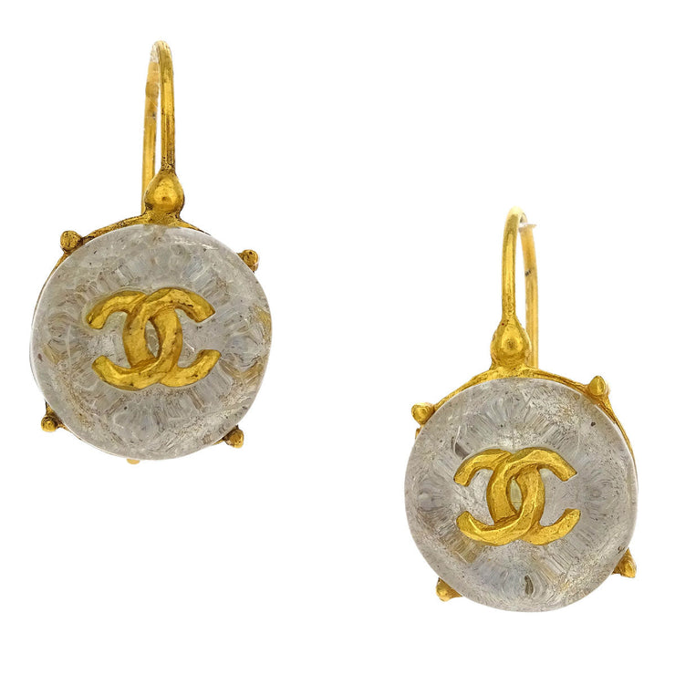 Chanel Piercing Earrings Clear Button 99P 134767