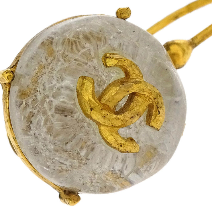 Chanel Piercing Earrings Clear Button 99P 134767