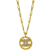 Chanel Medallion Pendant Necklace Rhinestone Gold 3438/1982 134769