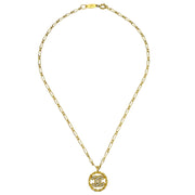 Chanel Medallion Pendant Necklace Rhinestone Gold 3438/1982 134769