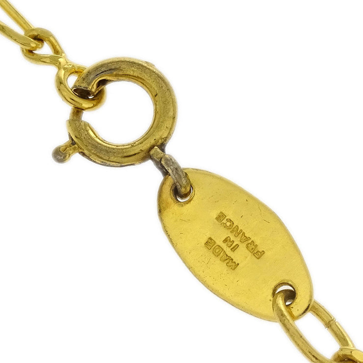 Chanel Medallion Pendant Necklace Rhinestone Gold 3438/1982 134769