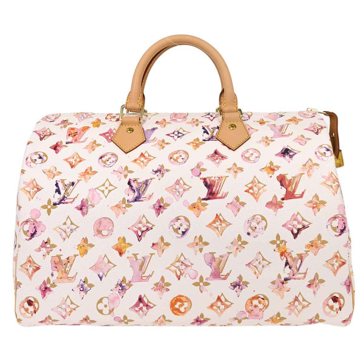 Louis Vuitton White Monogram Watercolor Speedy 35 Handbag M95752 SP1068 134776