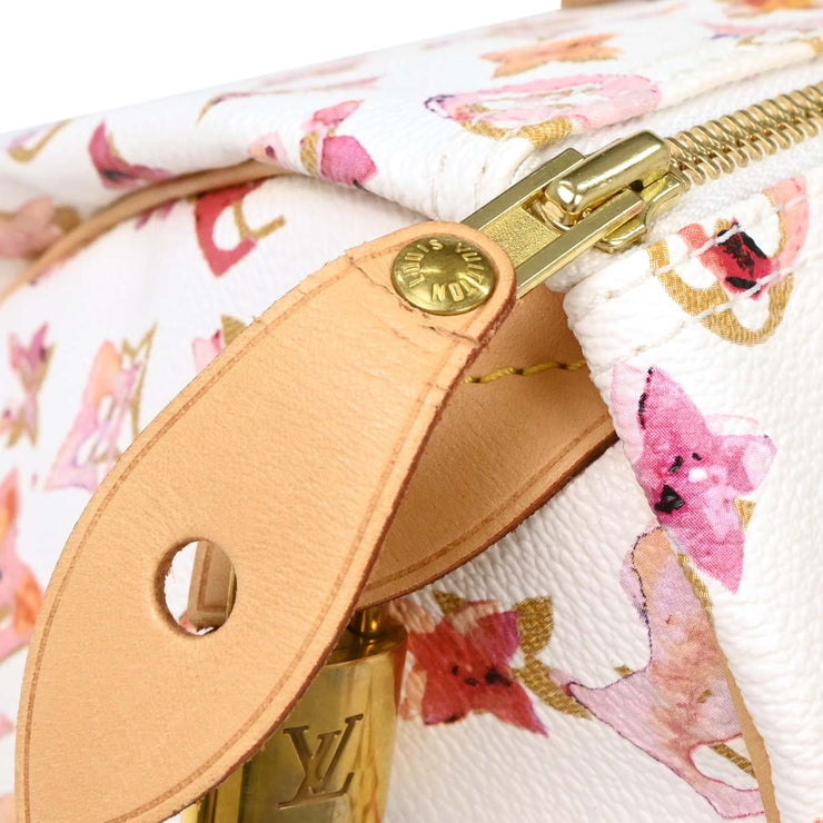 Louis Vuitton White Monogram Watercolor Speedy 35 Handbag M95752 SP1068 134776