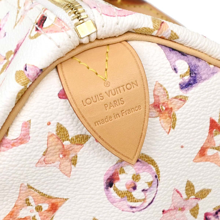 Louis Vuitton White Monogram Watercolor Speedy 35 Handbag M95752 SP1068 134776