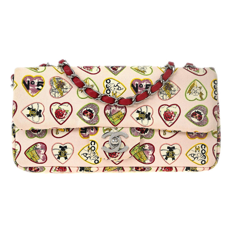 Chanel Pink Canvas Valentine Chain Shoulder Bag 134778