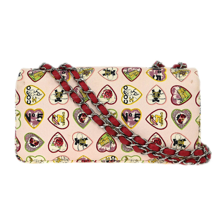 Chanel Pink Canvas Valentine Chain Shoulder Bag 134778