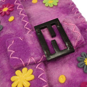 Fendi Purple Wool Floral Baguette Handbag 134782