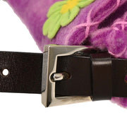Fendi Purple Wool Floral Baguette Handbag 134782