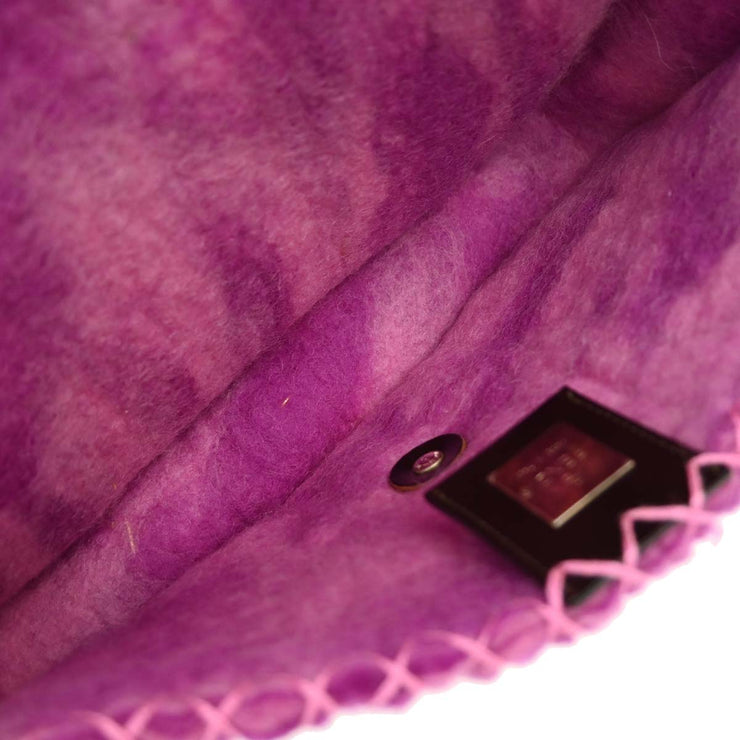 Fendi Purple Wool Floral Baguette Handbag 134782