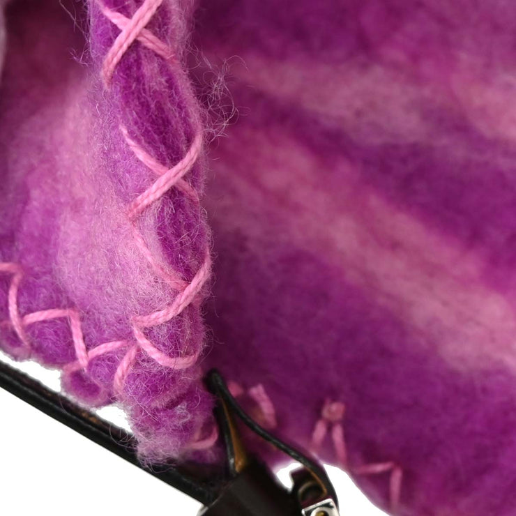 Fendi Purple Wool Floral Baguette Handbag 134782