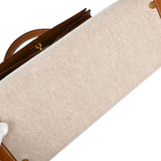 Hermes Beige Gold Toile H Pigskin Kelly 32 Sellier Handbag  Circle:V 15X 134797